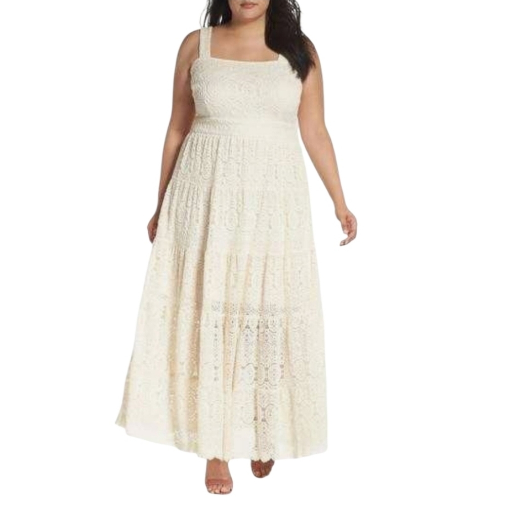 Eliza J Cream Lace Maxi Dress